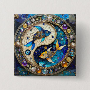 Sternzeichen - Fische Yin und Yang Button