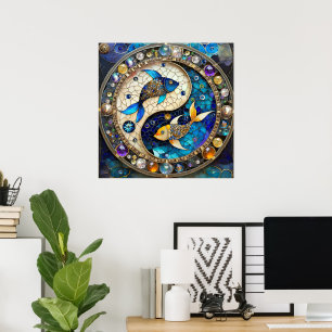 Sternzeichen - Fische Yin und Yang Poster