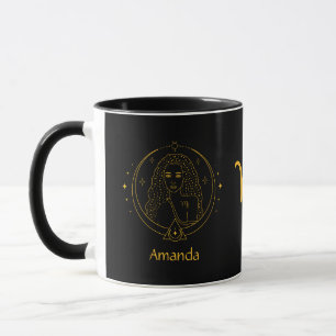 Sternzeichen Jungfrau Goldgelbe Personalisierbare  Tasse