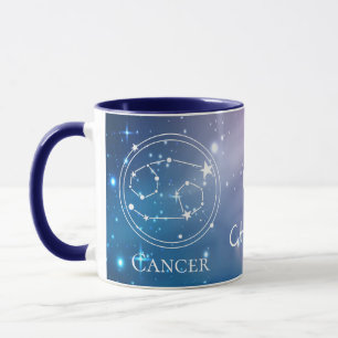 Sternzeichen KREBS Lila Blau Name Monogramm Tasse