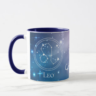 Sternzeichen LEO Lila Blau Name Monogramm Tasse