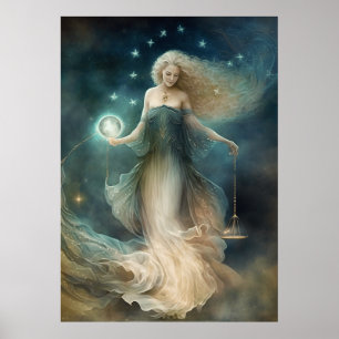 Sternzeichen Libra Goddess, Himmelssein, Zodiac Poster