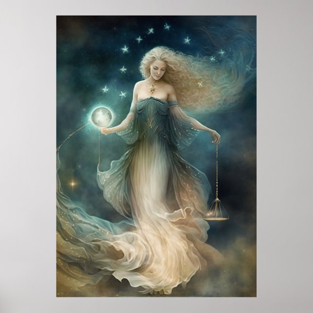 Sternzeichen Libra Goddess, Himmelssein, Zodiac Poster (Vorne)