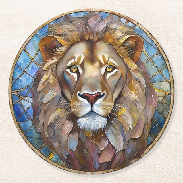 Sternzeichen - Löwe der Löwe Runder Pappuntersetzer (Vorderseite)
