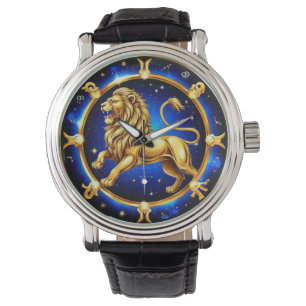 Sternzeichen Löwe Emblem Armbanduhr