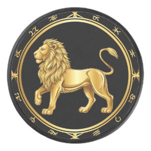 ♌ Sternzeichen Löwe Emblem Hockey Puck Goldener Lö