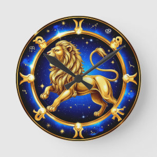 Sternzeichen Löwe Emblem Runde Wanduhr