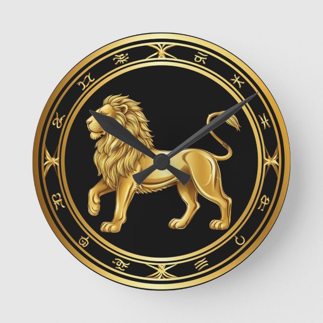 Sternzeichen Löwe Emblem Runde Wanduhr (Vorderseite)