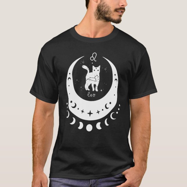 Sternzeichen Löwe Horoskop Astrologie Zeichen Katz T-Shirt (Vorderseite)
