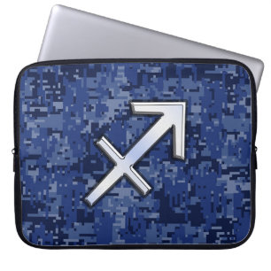 Sternzeichen Schütze auf Marine-Digital-Tarnung Laptopschutzhülle