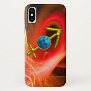 STERNZEICHEN SCHÜTZE, Rote gelbe fraktale Wirbel Case-Mate iPhone Hülle
