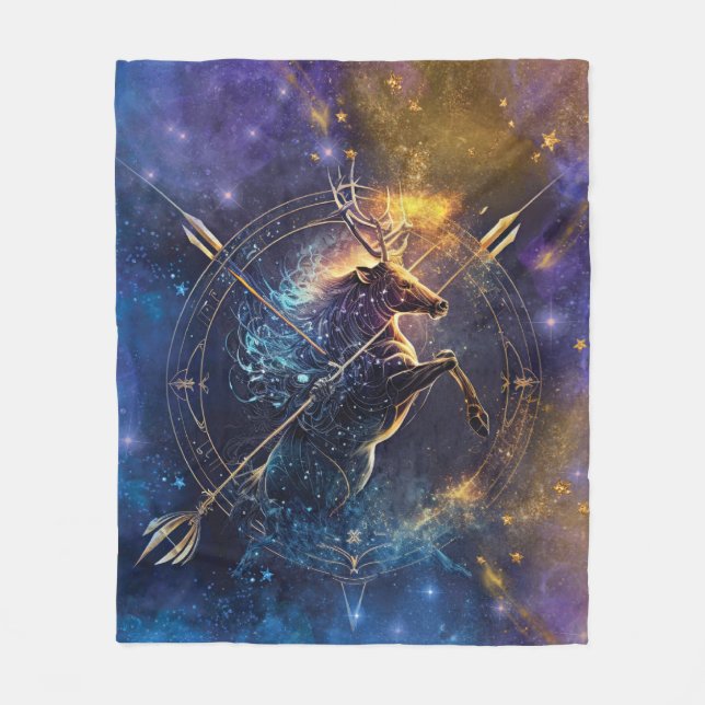 Sternzeichen Schütze Wasserfarben-Design Fleecedecke (Vorderseite)