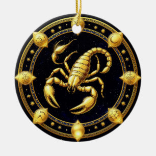 Sternzeichen Skorpion Design mit goldenem Skorpion Keramik Ornament