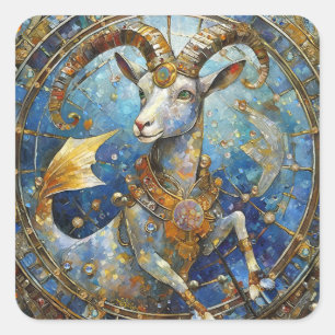 Sternzeichen - Steinbock der Meeresziege Quadratischer Aufkleber