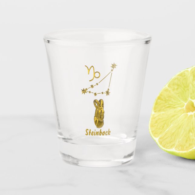 Sternzeichen Steinbock, gold - Schnapsglas (Vorderseite)