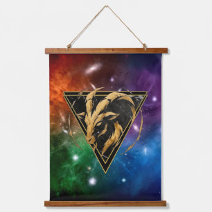 Sternzeichen Steinbock Hintergrund Nebel Geschenk Wandteppich Mit Holzrahmen