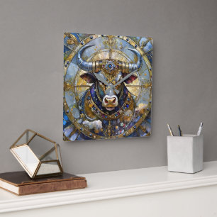 Sternzeichen - Stier Quadratische Wanduhr