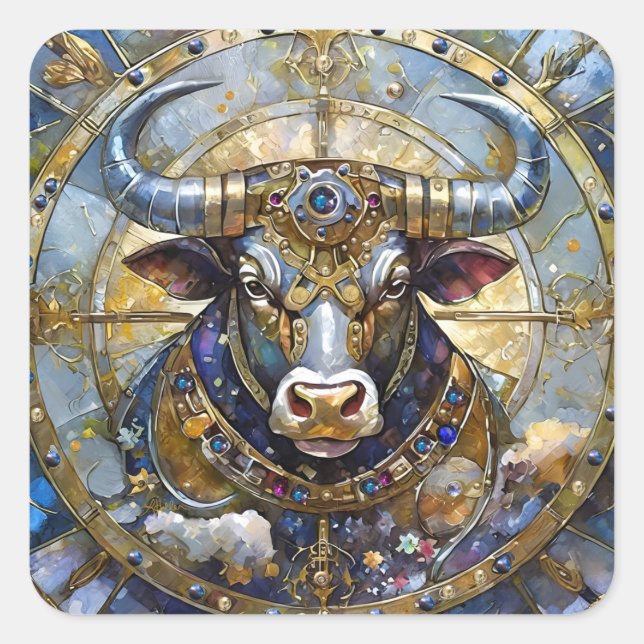 Sternzeichen - Stier Quadratischer Aufkleber (Vorderseite)