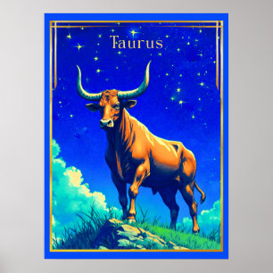Sternzeichen Stier verwurzelt in Erde und Himmel Poster