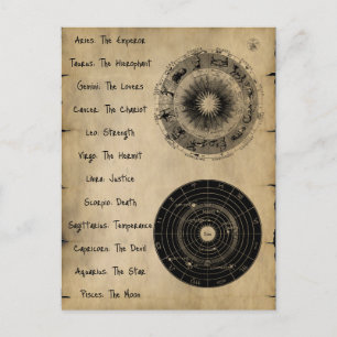 Sternzeichen trifft Tarot Vintage-Designs Postkarte