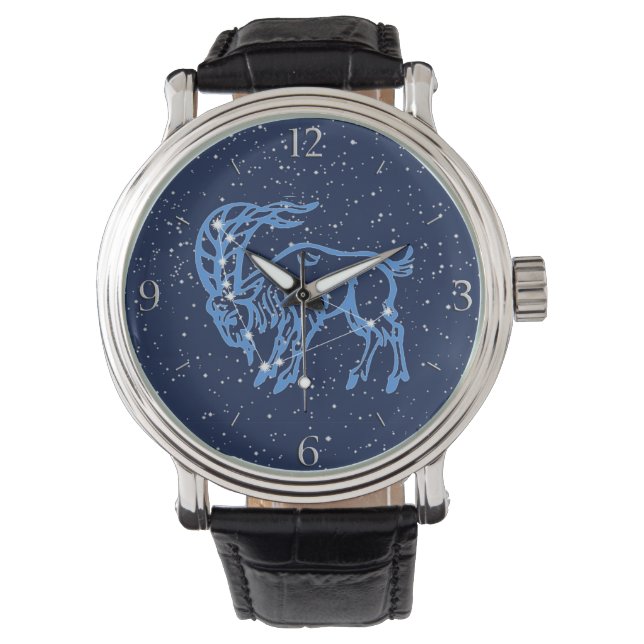 Sternzeichen und Sternbild des Capricorn Armbanduhr (Vorderseite)