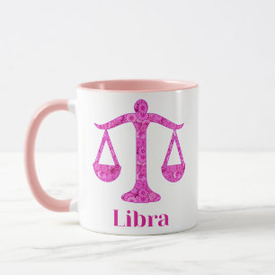 Sternzeichen Waage in Magenta und Pink Tasse
