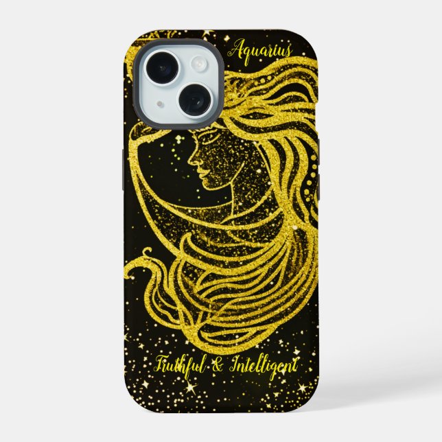 Sternzeichen Wassermann iPhone 15 Hülle (Rückseite)