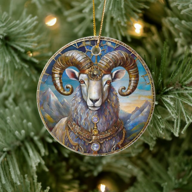 Sternzeichen - Widder Keramik Ornament (Baum)