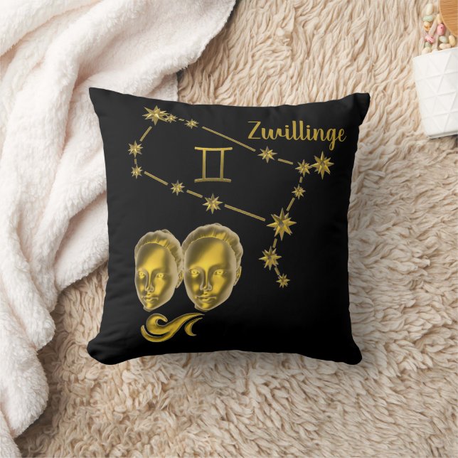 Sternzeichen Zwillinge, gold -  Kissen (Decke)