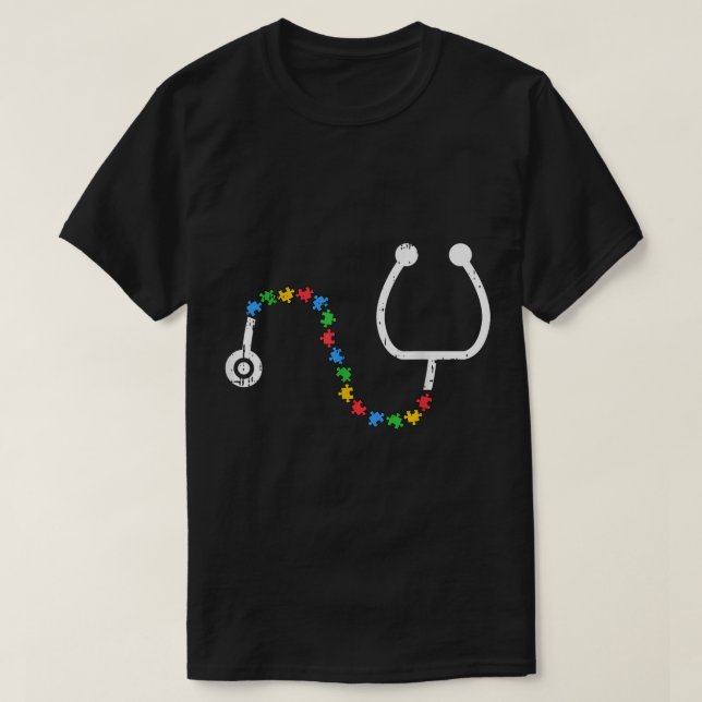 Stethoscope Autism Awareness Medical RN Nurse Doct T-Shirt (Design vorne)