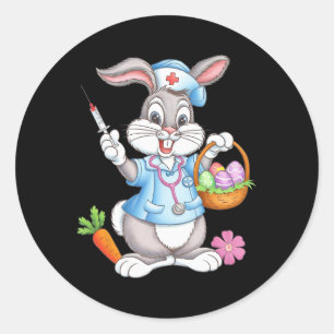 Stethoscope Bunny Scrub Top Rab Runder Aufkleber