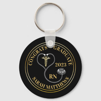 Stethoscope Caduceus RN Glückwunschs Graduate - Bl Schlüsselanhänger
