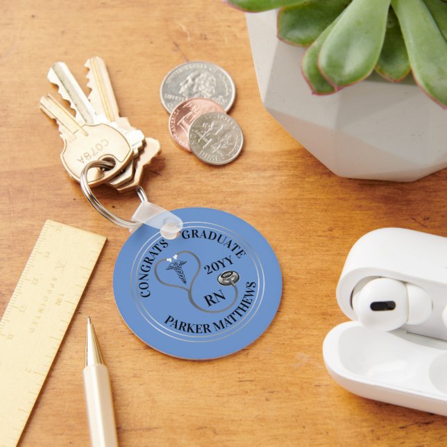 Stethoscope Caduceus RN Glückwunschs Graduate - Lt Schlüsselanhänger (Schreibtisch)