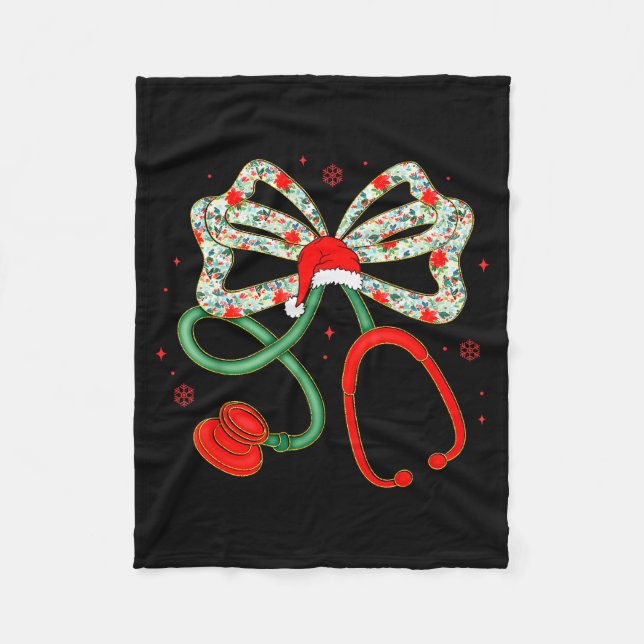 Stethoscope Christmas Nurse Health Worker Santa Xm Fleecedecke (Vorderseite)