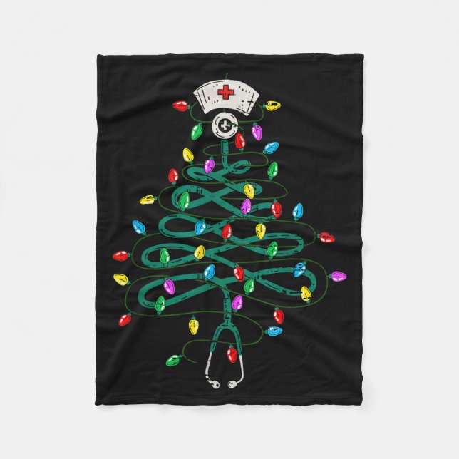 Stethoscope Christmas Tree Lights Nurse Christmas  Fleecedecke (Vorderseite)