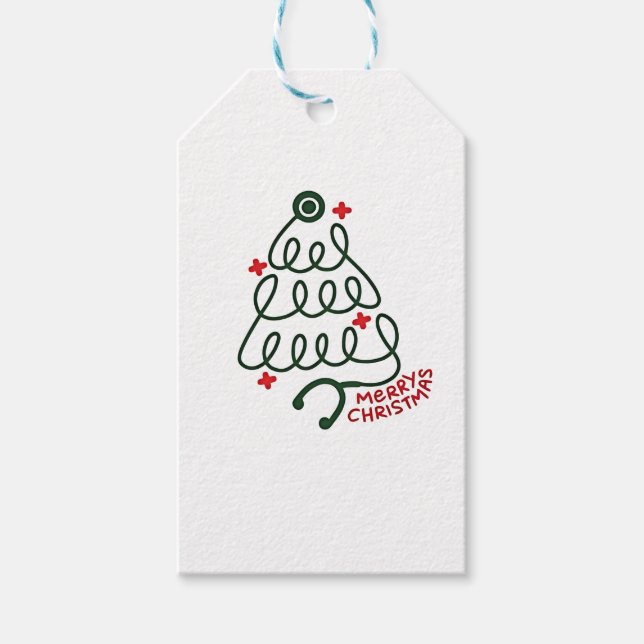 Stethoscope Christmas Tree Lights Nursing Scrubs Geschenkanhänger (Vorderseite)