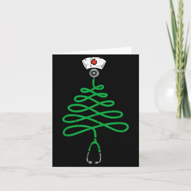 Stethoscope Christmas Tree Nurse Christmas Scrub T Karte (Vorderseite)