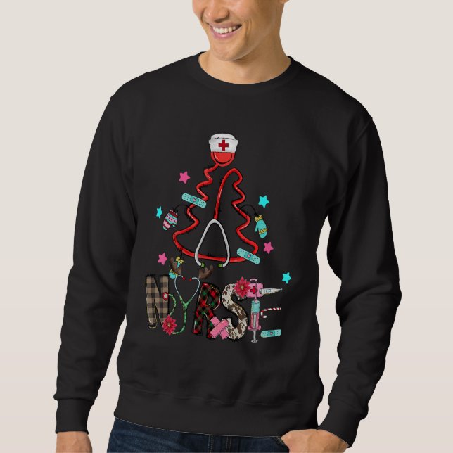 Stethoscope Christmas Tree Nurse Christmas Scrub T Sweatshirt (Vorderseite)