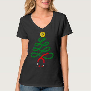 Stethoscope Christmas Tree Nurse Christmas Scrub T T-Shirt