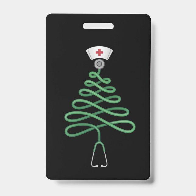 Stethoscope Christmas Tree Nurse Scrub Xmas Ausweis (Vorderseite)