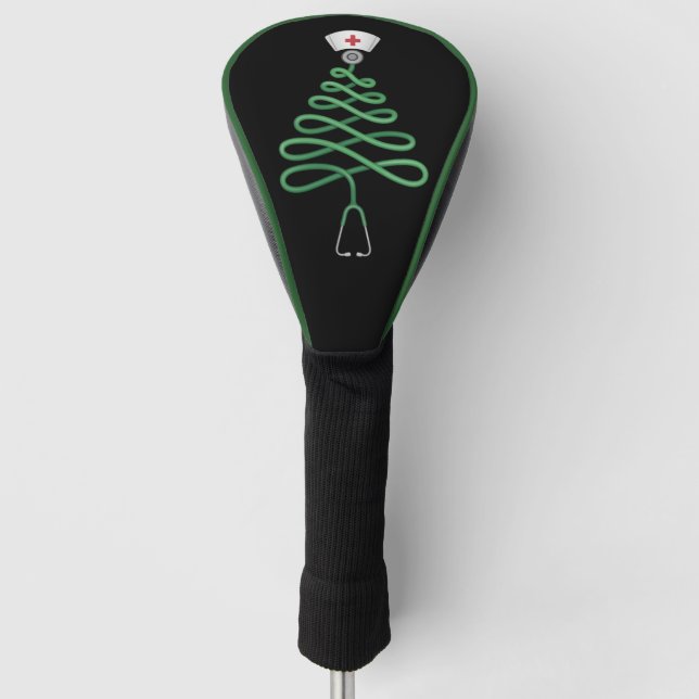Stethoscope Christmas Tree Nurse Scrub Xmas Golf Headcover (Vorderseite)