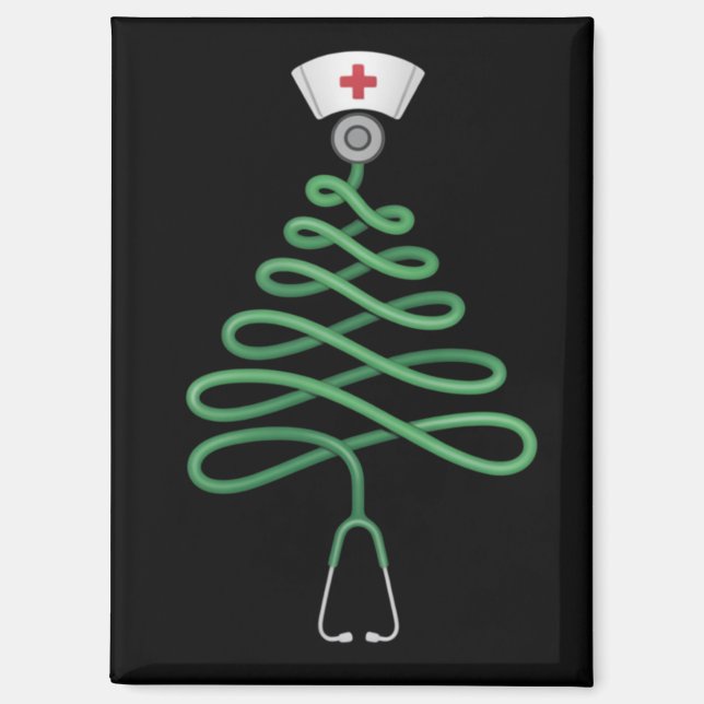 Stethoscope Christmas Tree Nurse Scrub Xmas Magnet (Vorderseite)