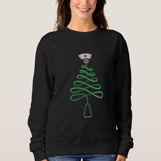 Stethoscope Christmas Tree Nurse Scrub Xmas Sweatshirt (Vorderseite)