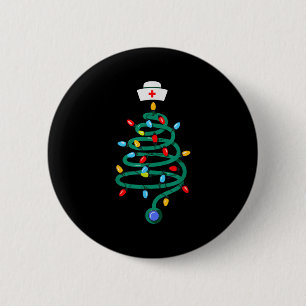 Stethoscope Christmas Tree Registered Doctor Nurse Button
