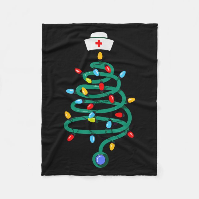 Stethoscope Christmas Tree Registered Doctor Nurse Fleecedecke (Vorderseite)