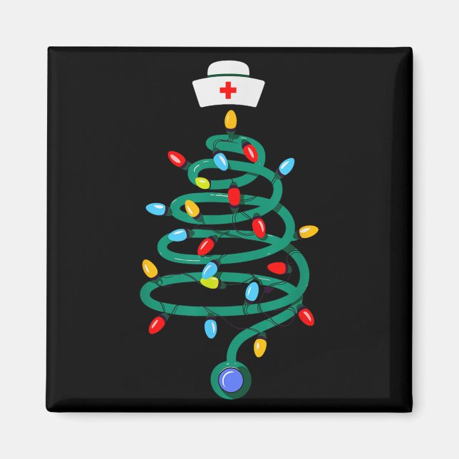 Stethoscope Christmas Tree Registered Doctor Nurse Magnet (Vorne)