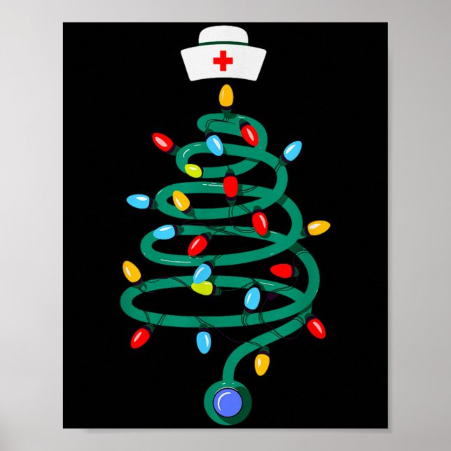 Stethoscope Christmas Tree Registered Doctor Nurse Poster (Vorne)
