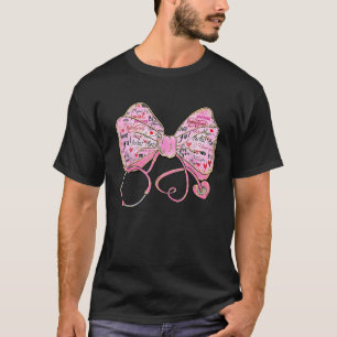 Stethoscope Coquette Bow Registered Nurse Lovers V T-Shirt