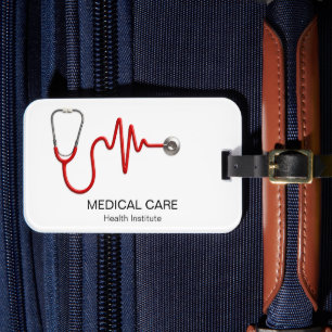 Stethoscope EKG Heartbeat EKG Wave Line Medical Gepäckanhänger