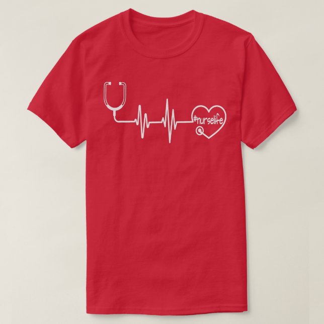 Stethoscope EKG Heartbeat Nurse Life  T-Shirt (Design vorne)